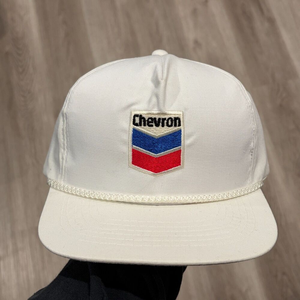 RARE Vintage 80s Chevron Promo Rope Trucker Snapback Men's OSFA White Salt Lake